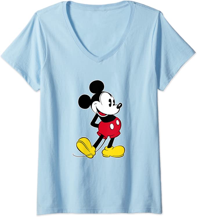 Femme Disney Mickey Mouse Classic Pose T-Shirt avec Col en V neuf 23,00€